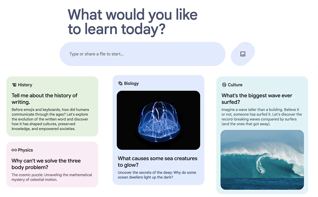nueva herramienta de IA de Google: Learn About 